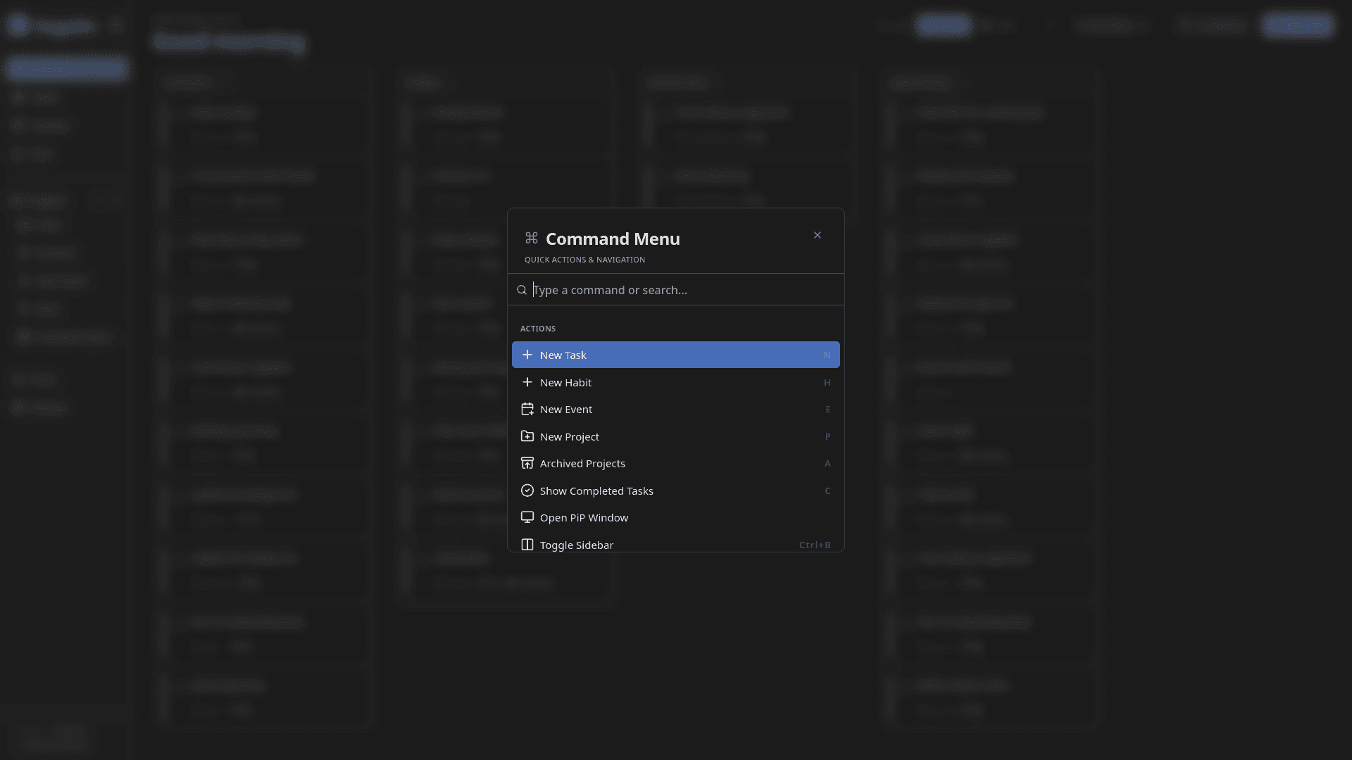 Command palette