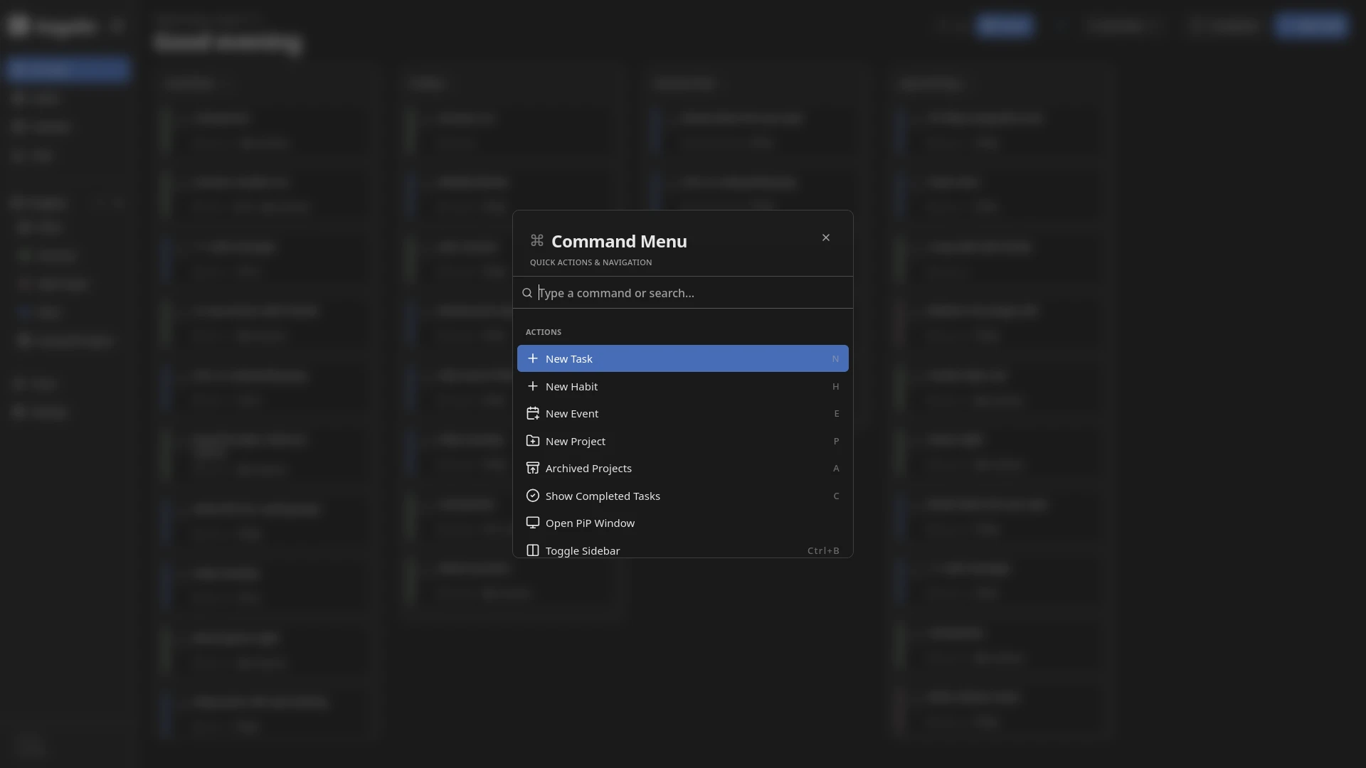 Command palette